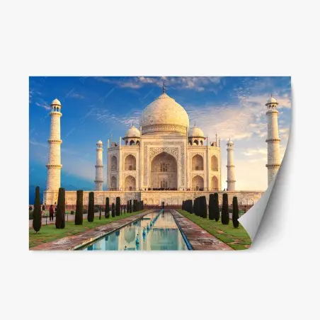 Repositionierbarer Aufkleber Taj Mahal bei sonnenaufgang