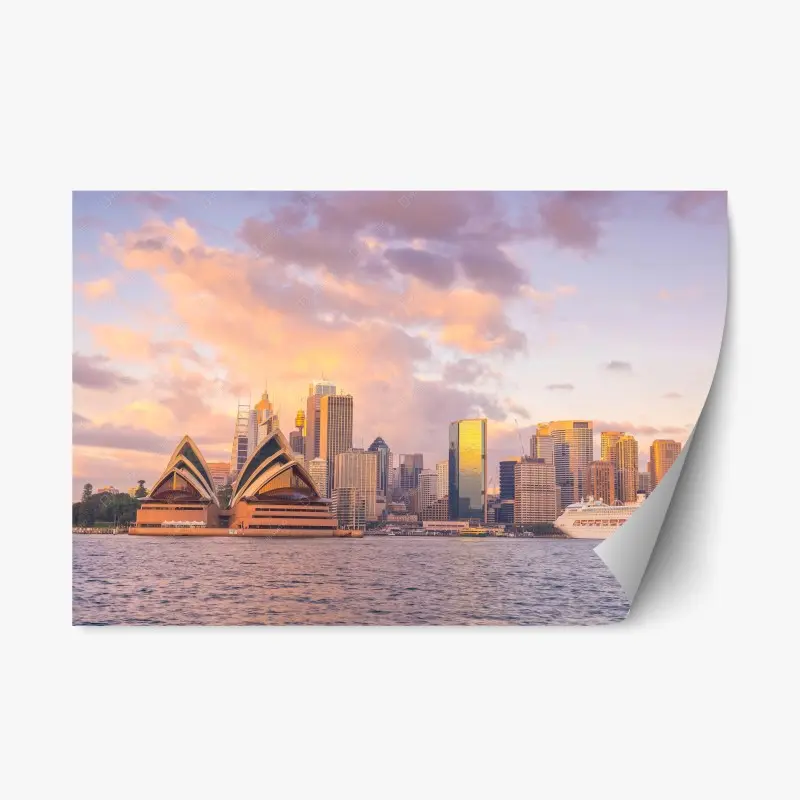 Repositionierbarer Aufkleber panorama Sydney bei sonnenuntergang