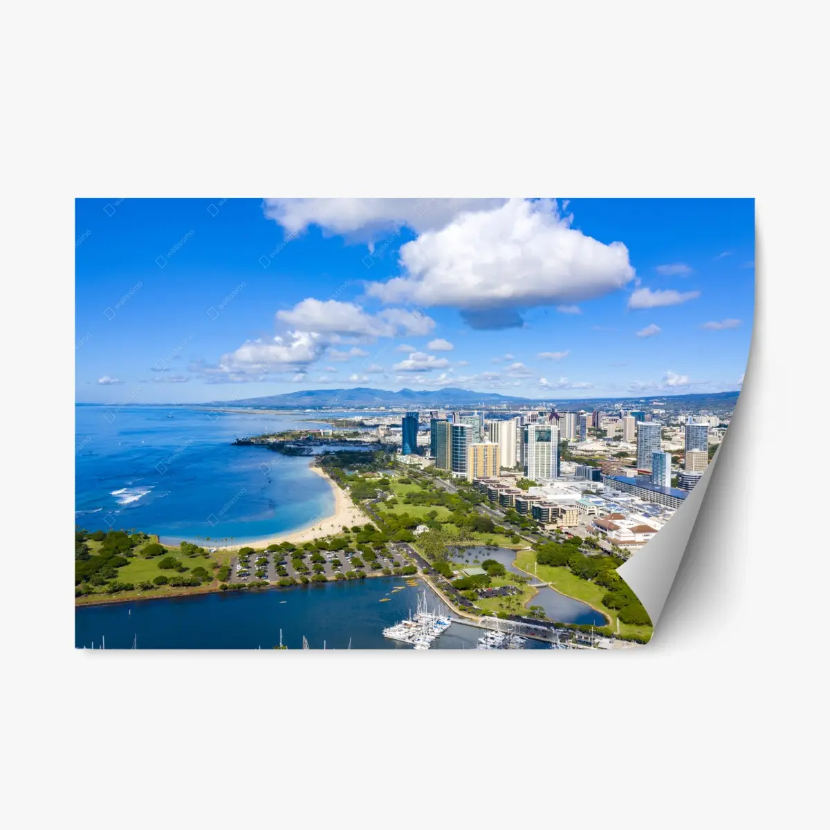 Repositionierbarer Aufkleber panorama einer küstenstadt – Pixers®