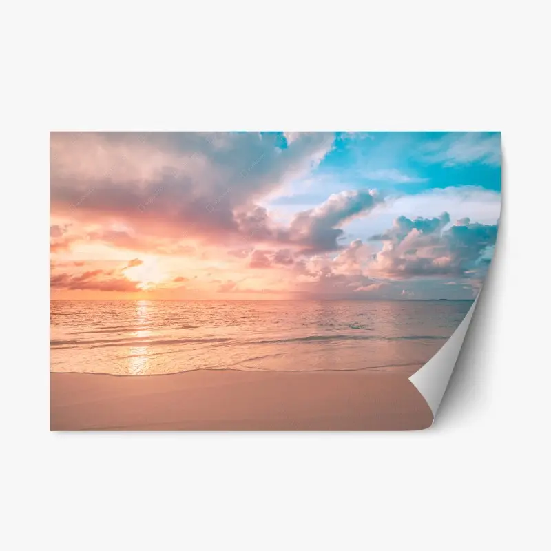 Repositionierbarer Aufkleber sanfter pastellsonnenuntergang am strand