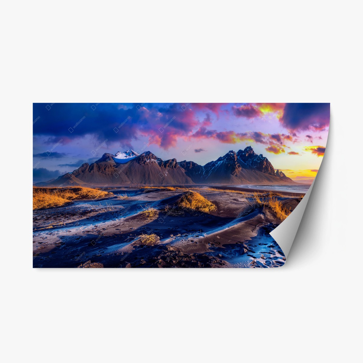 Repositionierbarer Aufkleber Vestrahorn sonnenaufgang panorama – Pixers®