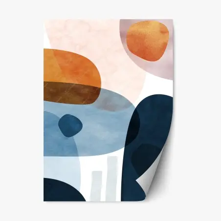 Repositionierbarer Aufkleber organische aquarellformen in blau und orange – Pixers®