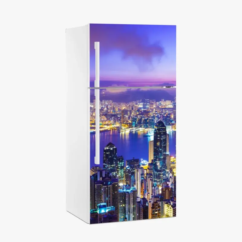 Kühlschrankaufkleber Hong Kong skyline in der dämmerung