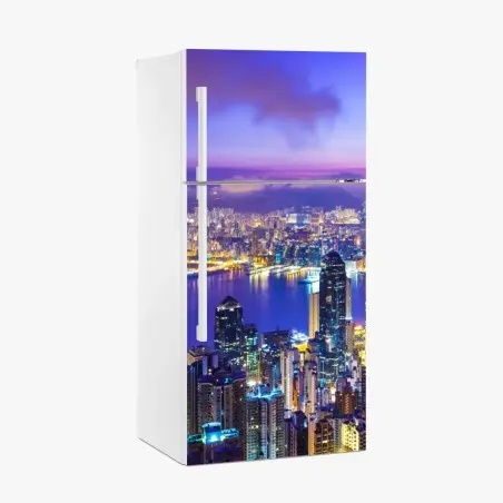 Kühlschrankaufkleber Hong Kong skyline in der dämmerung – Pixers®