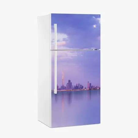 Kühlschrankaufkleber Dubai skyline bei dämmerung – Pixers®