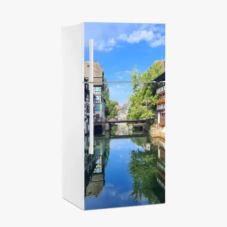 Kühlschrankaufkleber malerische fachwerkhäuser am kanal – Pixers®