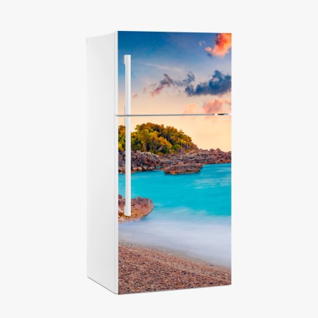 Kühlschrankaufkleber wundervoller sonnenaufgang an der Apelistra Beach, Himare – Pixers®