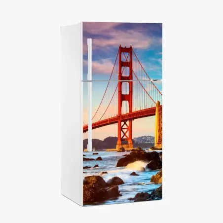 Kühlschrankaufkleber Golden Gate Bridge bei sonnenuntergang – Pixers®