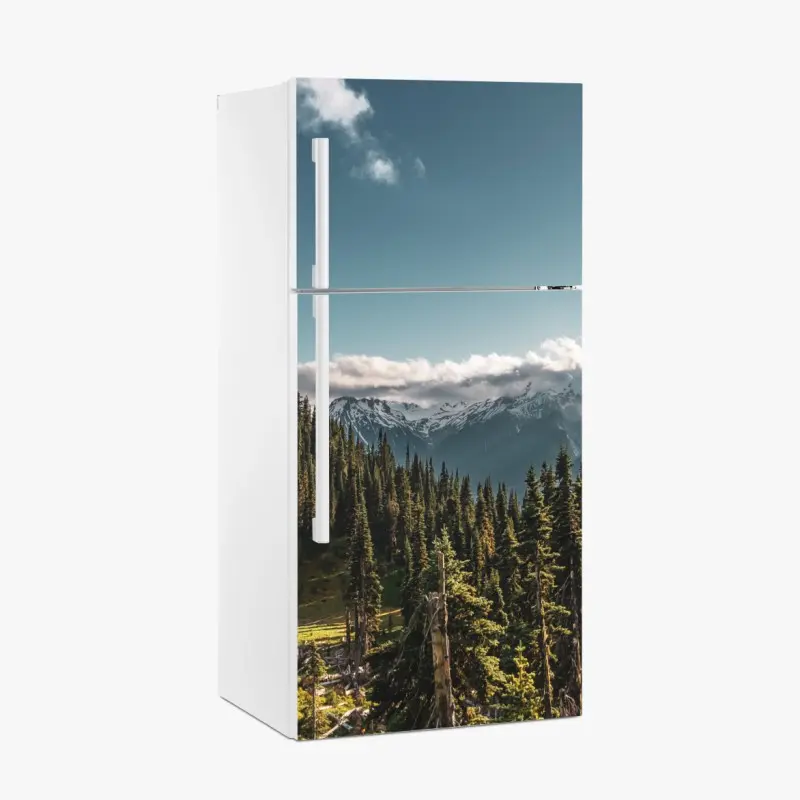 Kühlschrankaufkleber majestätische alpine waldlandschaft