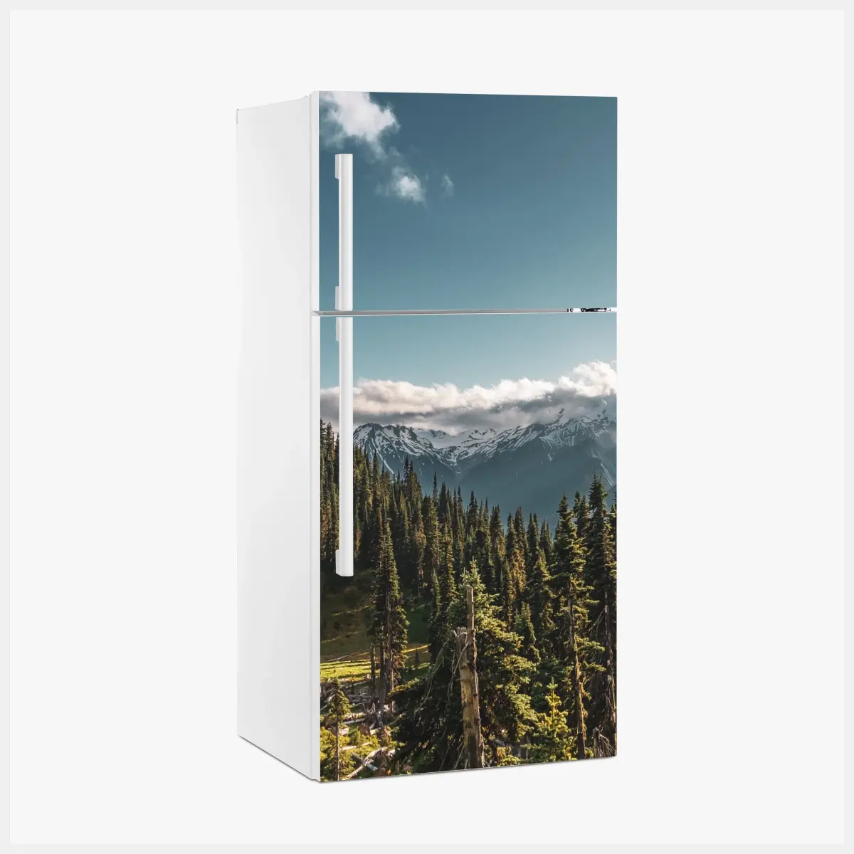 Kühlschrankaufkleber majestätische alpine waldlandschaft – Pixers®