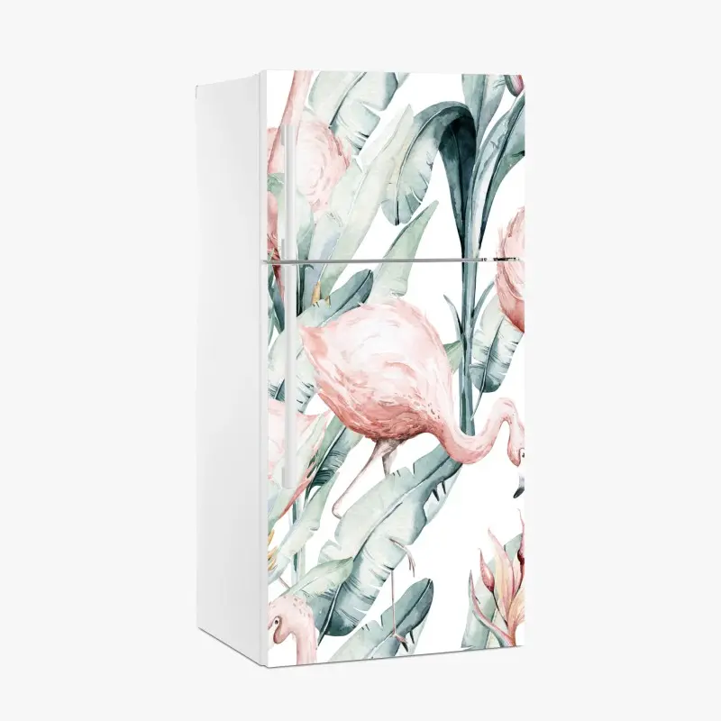 Kühlschrankaufkleber aquarell flamingos tropisches muster