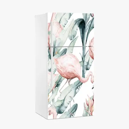 Kühlschrankaufkleber aquarell flamingos tropisches muster – Pixers®