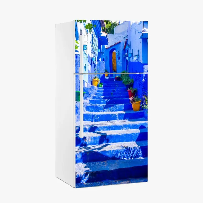 Kühlschrankaufkleber blaue treppen in Chefchaouen, Marokko