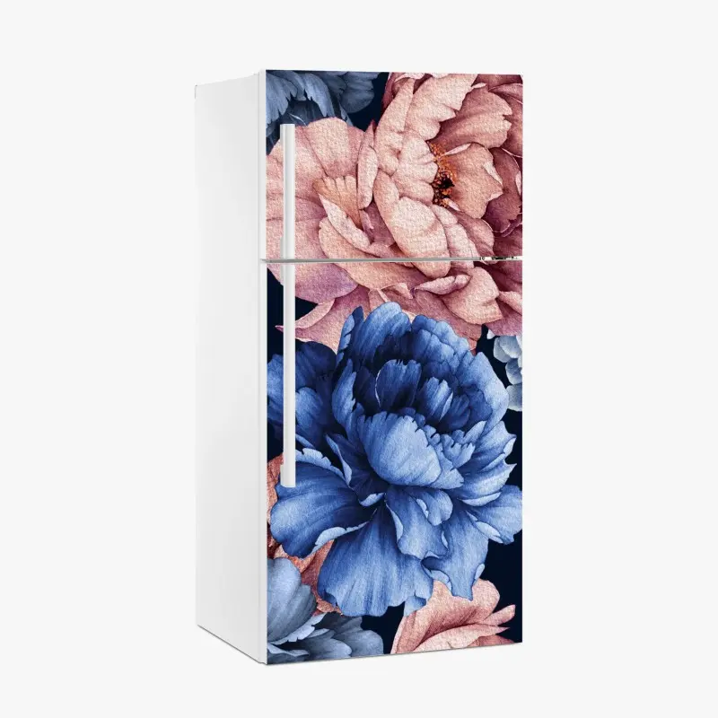 Kühlschrankaufkleber aquarell pfingstrosen auf tiefblauem hintergrund
