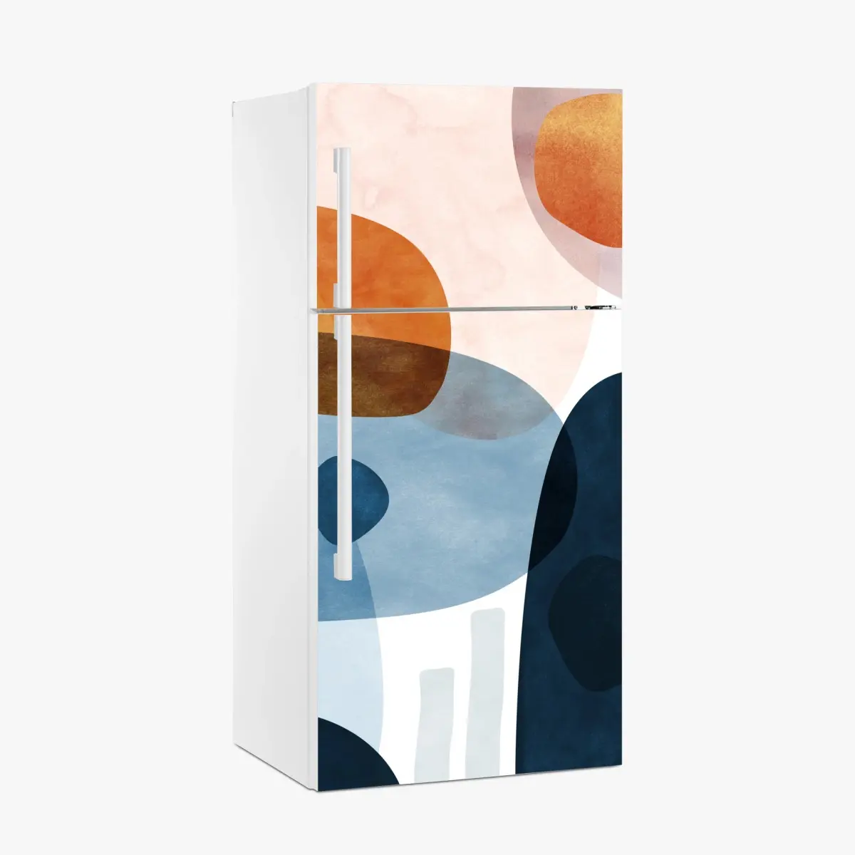 Kühlschrankaufkleber organische aquarellformen in blau und orange – Pixers®