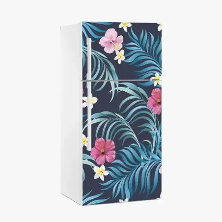 Kühlschrankaufkleber tropisches hibiskus- und plumeria-motiv – Pixers®