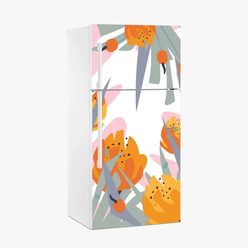 Kühlschrankaufkleber moderner abstrakter floraler entwurf in orange