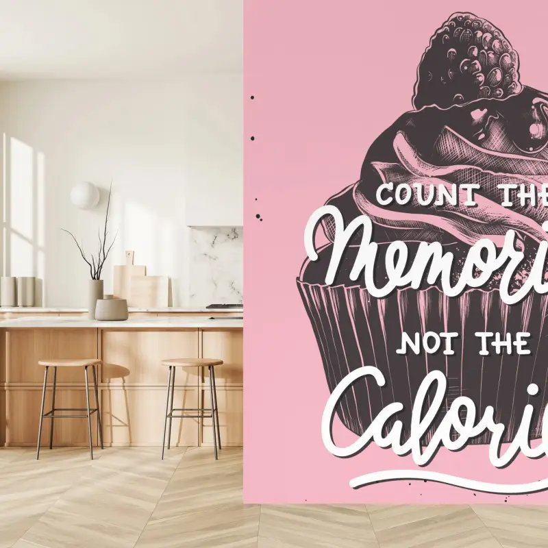 Fototapete zähl die erinnerungen nicht die kalorien cupcake grafik