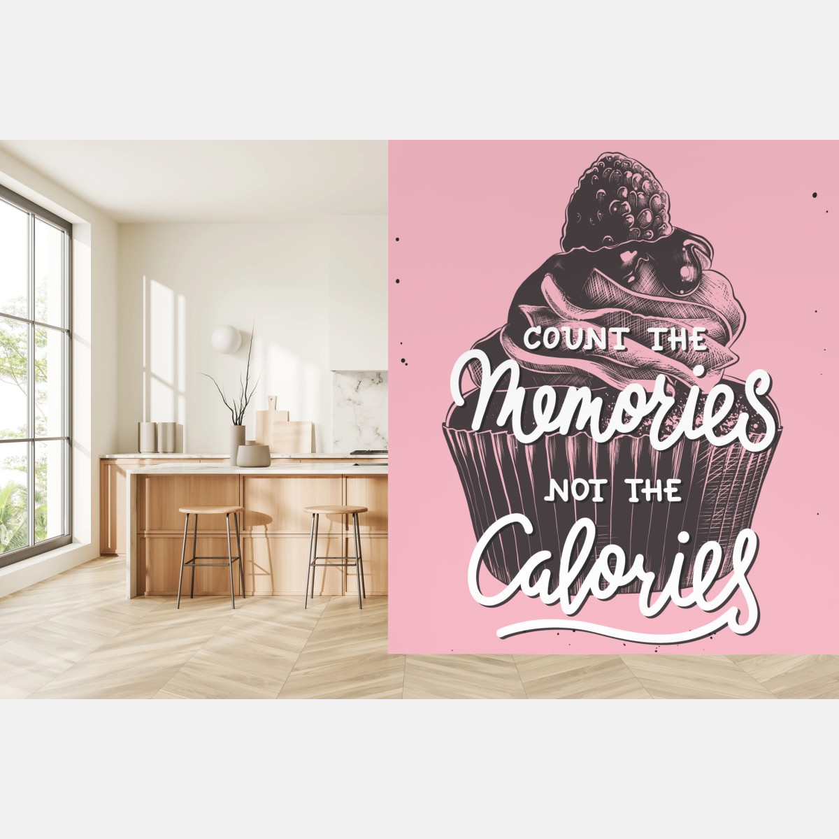 Fototapete zähl die erinnerungen nicht die kalorien cupcake grafik – Pixers®