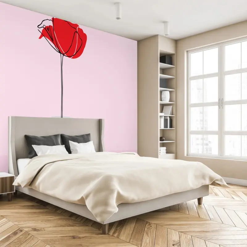 Fototapete roter mohn auf rosa hintergrund