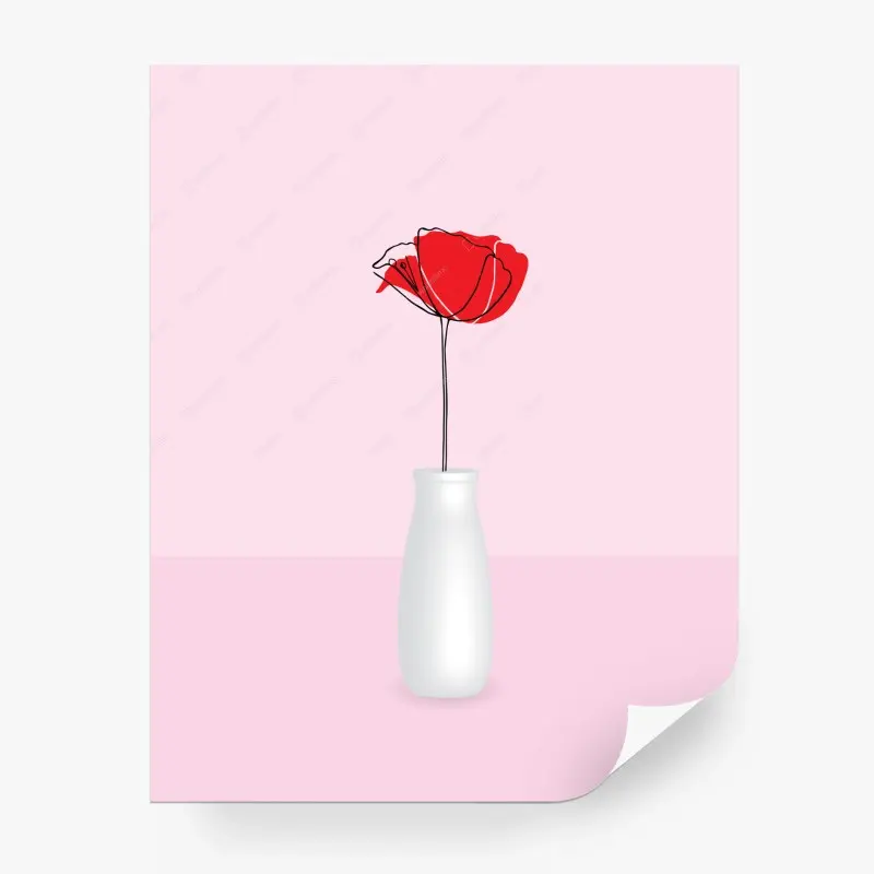 Fototapete roter mohn auf rosa hintergrund