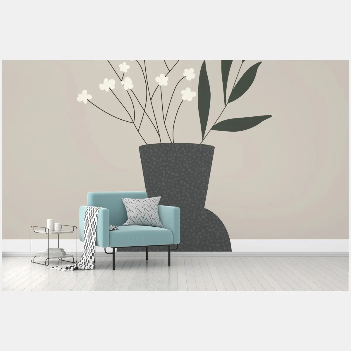 Fototapete minimalistische vase mit zarten blumen – Pixers®