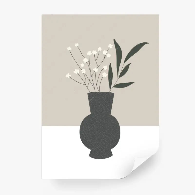 Fototapete minimalistische vase mit zarten blumen
