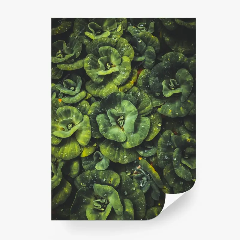 Fototapete üppige grüne wasserpflanzen nahaufnahme