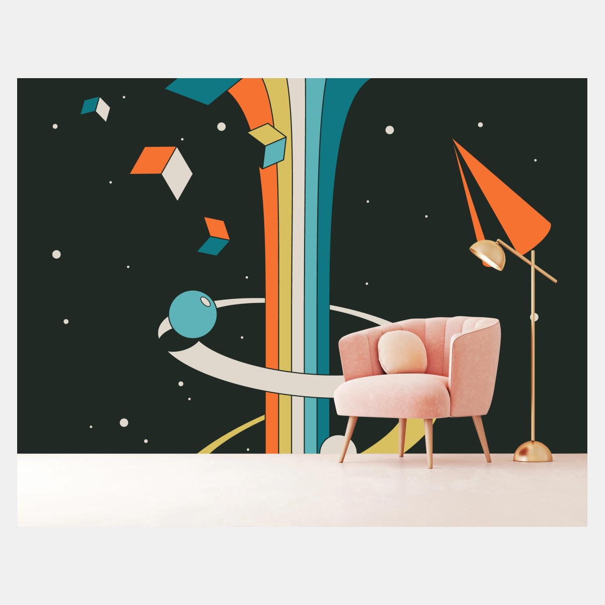 Fototapete retro geometrischer kosmischer fluss – Pixers®