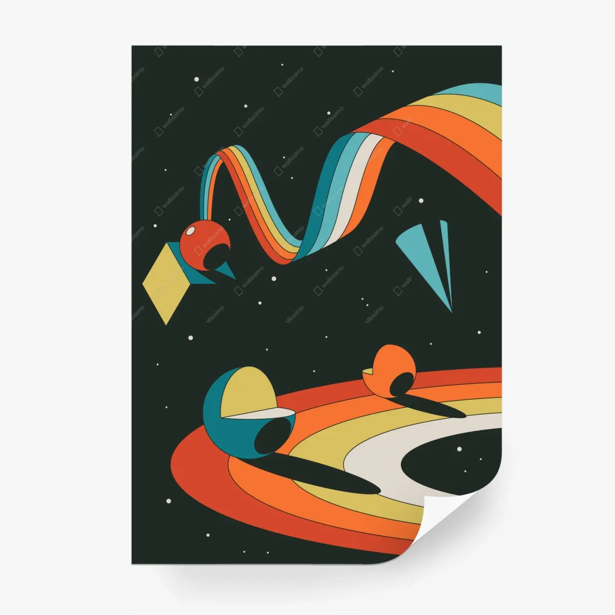 Fototapete retro geometrische weltraumszene – Pixers®