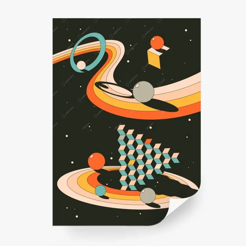 Fototapete retro geometrische weltraumkomposition