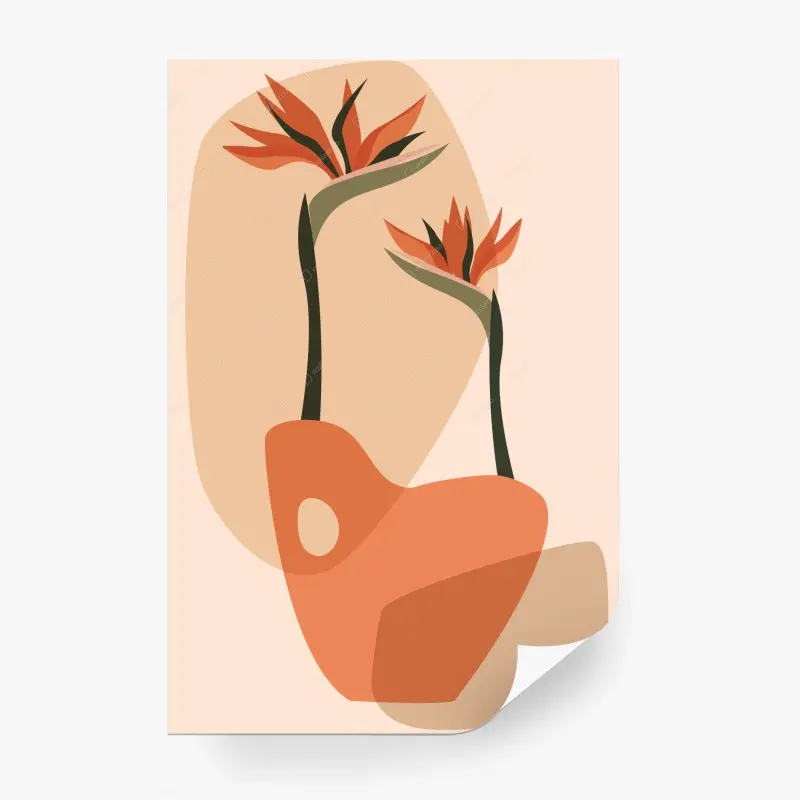 Fototapete minimalistische botanische grafik in terrakottatönen