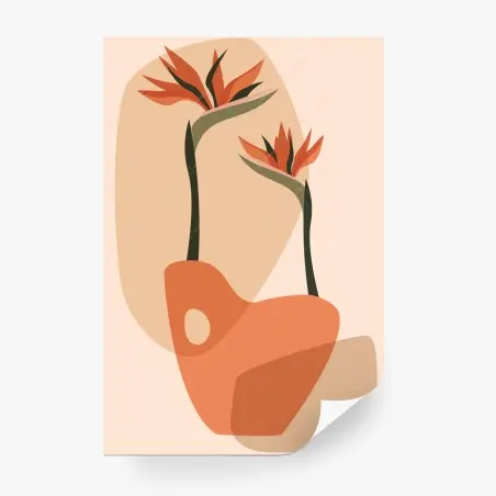 Fototapete minimalistische botanische grafik in terrakottatönen – Pixers®