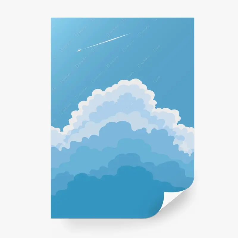Fototapete blauer wolkenhimmel mit flugzeug