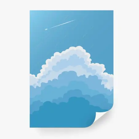 Fototapete blauer wolkenhimmel mit flugzeug – Pixers®