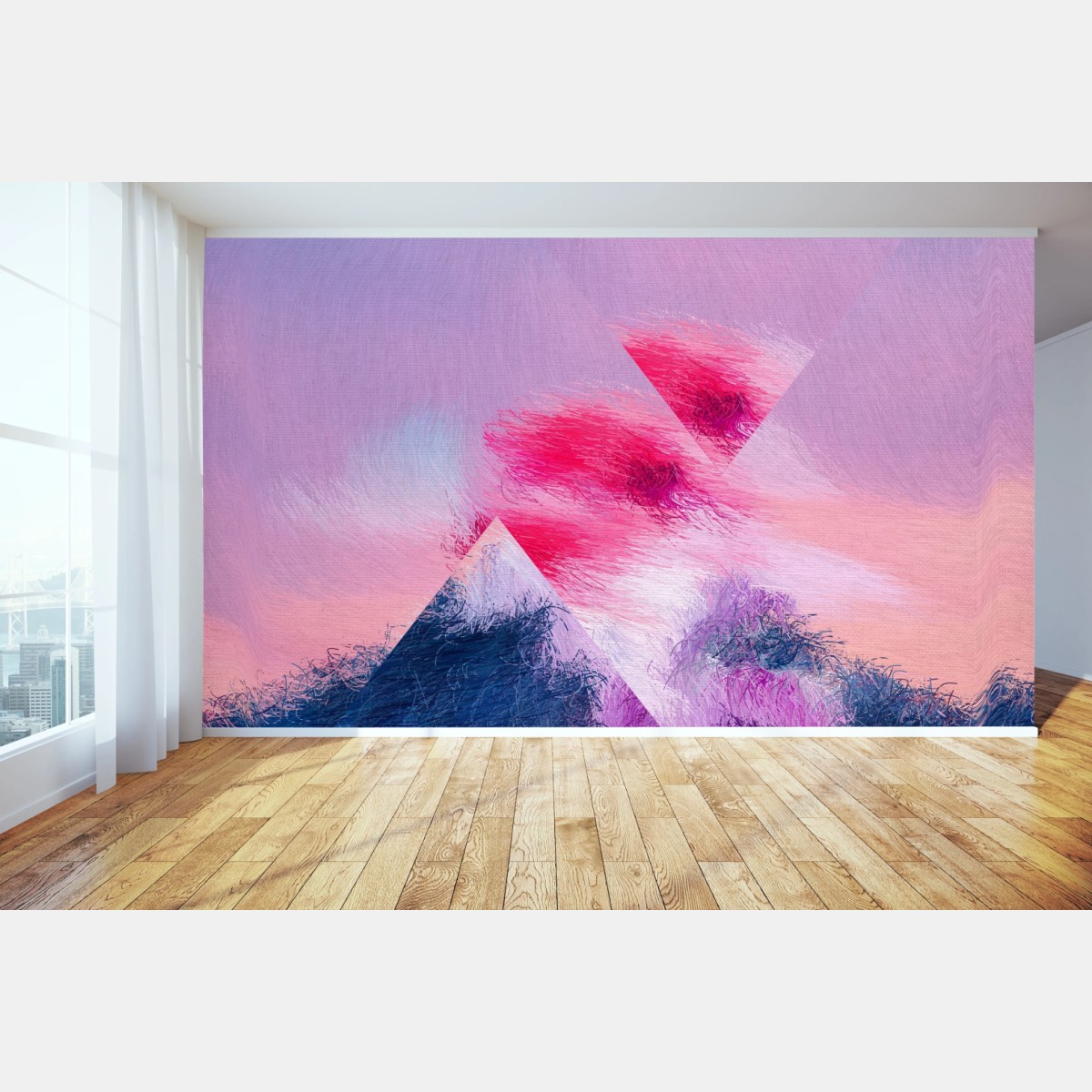 Fototapete pastell geometrische traumlandschaft – Pixers®