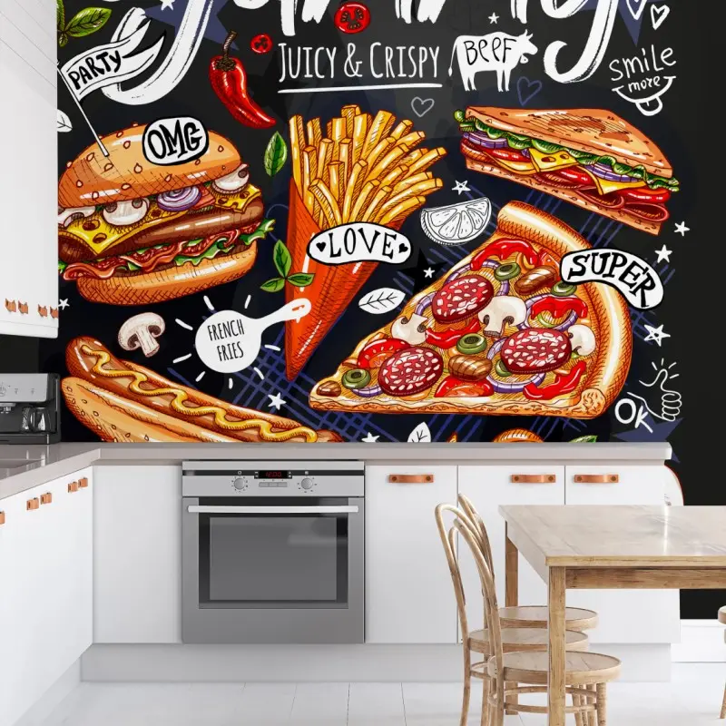Fototapete köstliche fastfood-collage