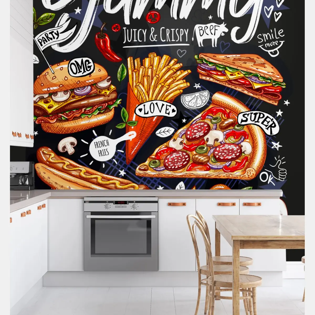 Fototapete köstliche fastfood-collage – Pixers®