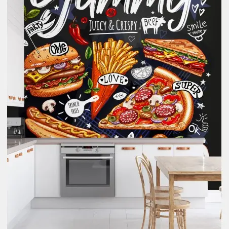 Fototapete köstliche fastfood-collage – Pixers®