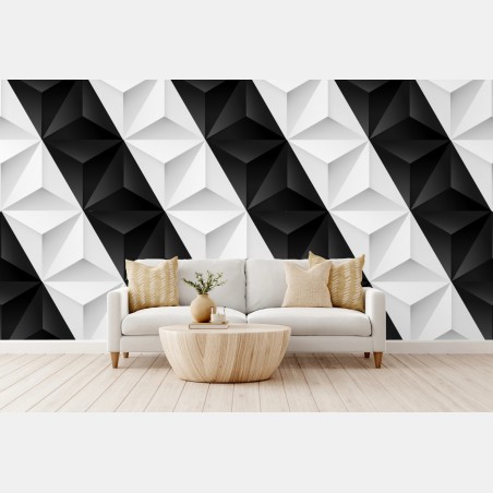 Fototapete monochromes geometrisches 3d muster – Pixers®