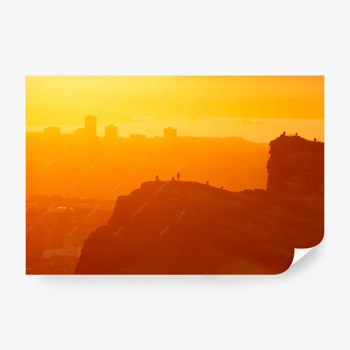 Fototapete goldene silhouette über klippen bei sonnenuntergang – Pixers®