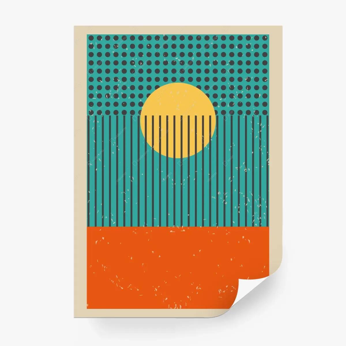 Fototapete retro geometrische sonne – Pixers®