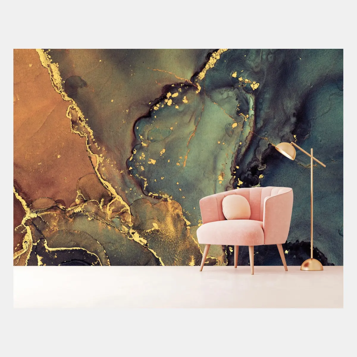 Fototapete türkis und gold marmor abstrakt – Pixers®