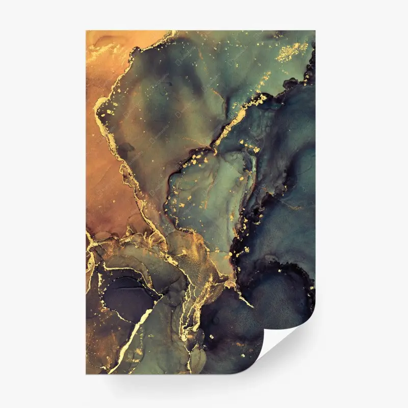 Fototapete türkis und gold marmor abstrakt