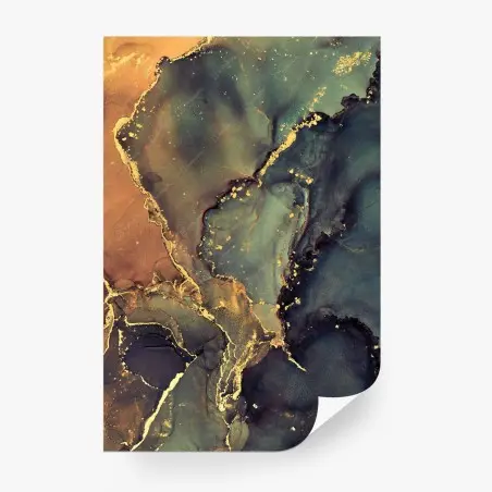 Fototapete türkis und gold marmor abstrakt – Pixers®