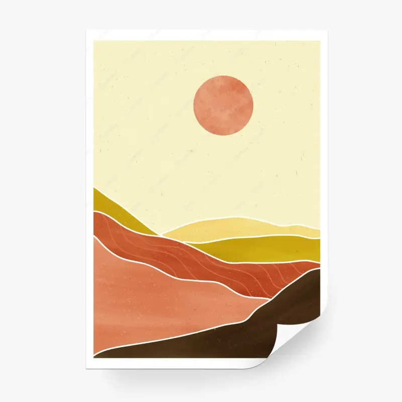 Fototapete minimalistische terrakotta-berglandschaft