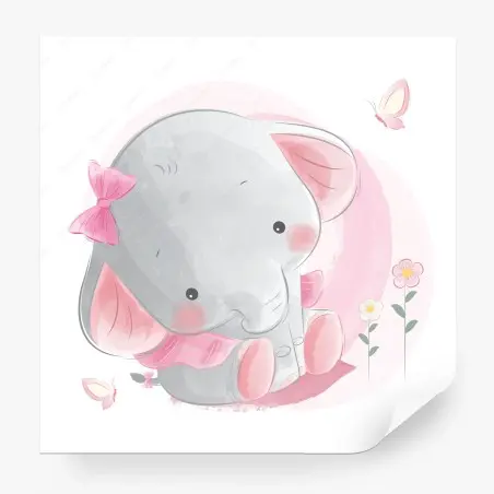 Fototapete niedlicher rosa baby-elefant für das kinderzimmer – Pixers®