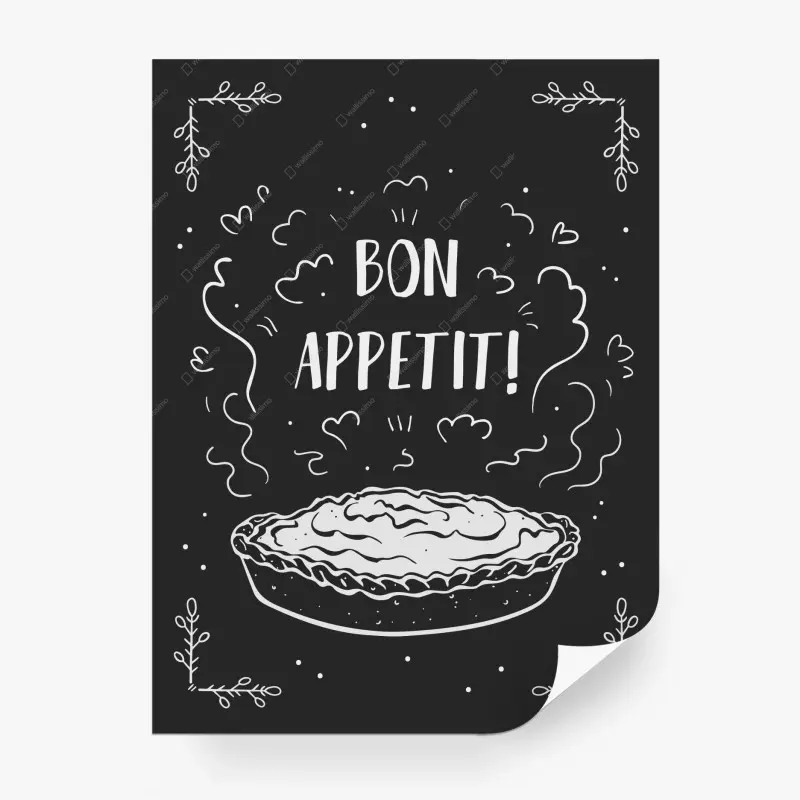 Fototapete bon appetit kuchen tafelkreide grafik