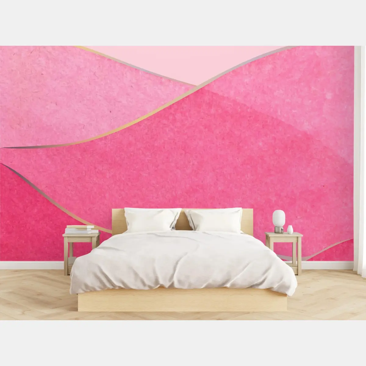 Fototapete sanfte rosa aquarellwellen – Pixers®