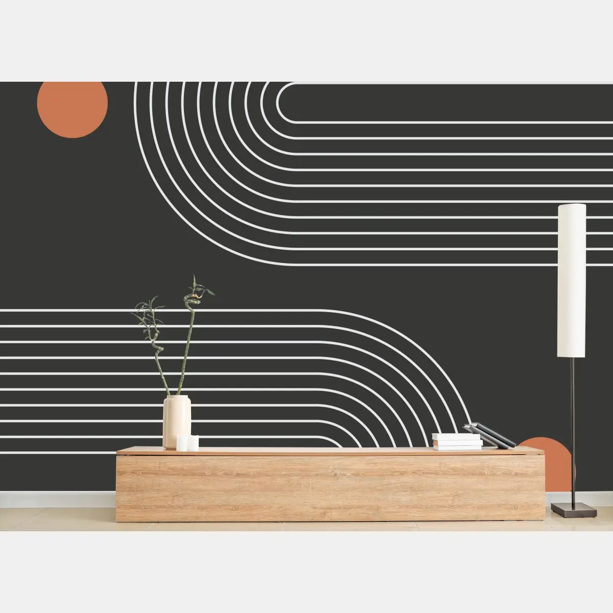 Fototapete minimalistische geometrische liniengrafik – Pixers®